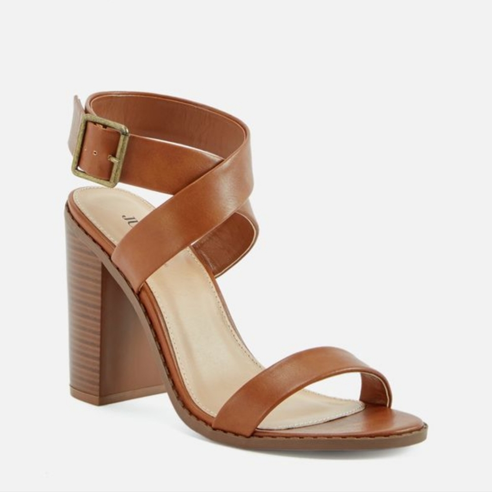 JUSTFAB worn once cognac heeled sandal size 6